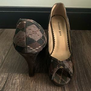 Madden Girl peep toe argyle heel